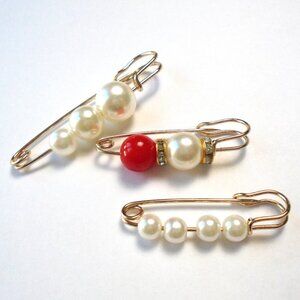 Set of 3 pins Beaded Brooches fashion accessories